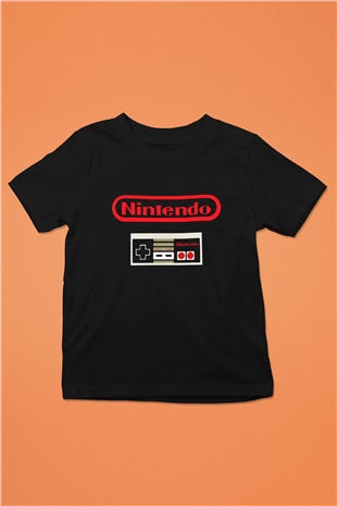 Nintendo Baskılı Siyah Unisex Çocuk Tişört