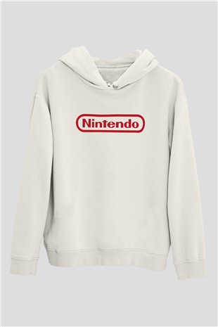 Nintendo Beyaz Unisex Kapşonlu Sweatshirt