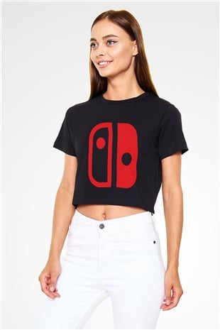 Nintendo Siyah Crop Top Tişört