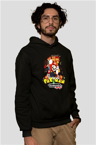 Nintendo Siyah Unisex Kapüşonlu Sweatshirt