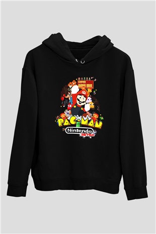 Nintendo Siyah Unisex Kapüşonlu Sweatshirt