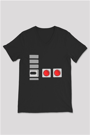 Nintendo Siyah Unisex  V Yaka Tişört