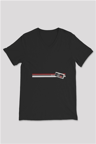 Nintendo Siyah Unisex V Yaka Tişört