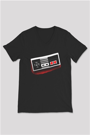 Nintendo Siyah Unisex V Yaka Tişört