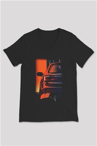 Nissan Siyah Unisex V Yaka Tişört T-Shirt