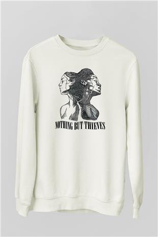 Nocturnal Depression Baskılı Beyaz Unisex Sweatshirt