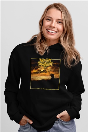 Nocturnal Depression Baskılı Unisex Siyah Kapüşonlu Sweatshirt
