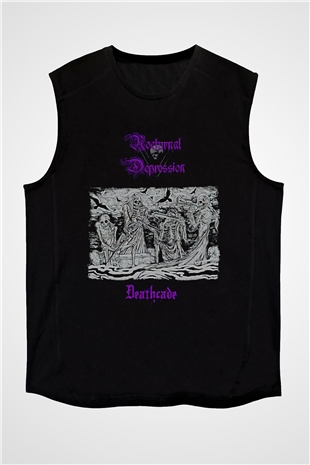 Nocturnal Depression Baskılı Unisex Siyah Kolsuz Tişört - Tshirt