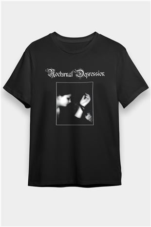 Nocturnal Depression Baskılı Unisex Siyah Tişört - Tshirt