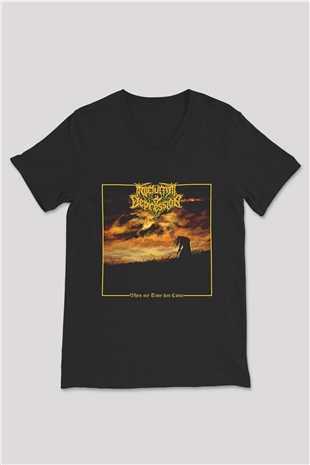 Nocturnal Depression Baskılı Unisex Siyah V Yaka Tişört - Tshirt