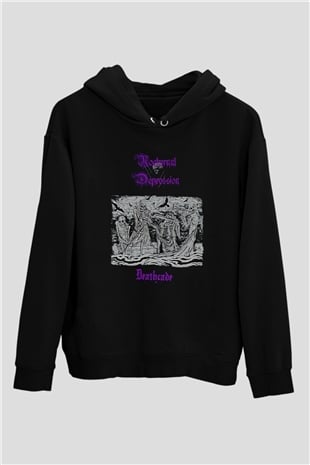 Nocturnal Depression Baskılı Unisex Siyah Kapüşonlu Sweatshirt
