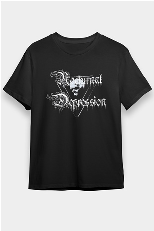 Nocturnal Depression Baskılı Unisex Siyah Tişört - Tshirt