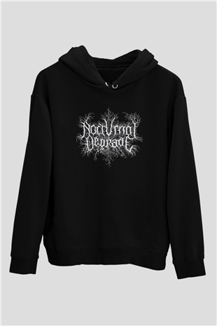 Nocturnal Depression Baskılı Unisex Siyah Kapüşonlu Sweatshirt