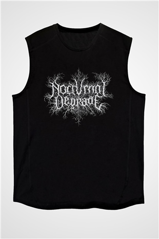 Nocturnal Depression Baskılı Unisex Siyah Kolsuz Tişört - Tshirt