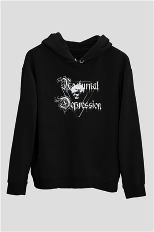 Nocturnal Depression Baskılı Unisex Siyah Kapüşonlu Sweatshirt