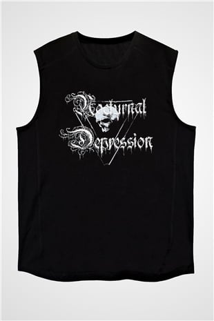 Nocturnal Depression Baskılı Unisex Siyah Kolsuz Tişört - Tshirt