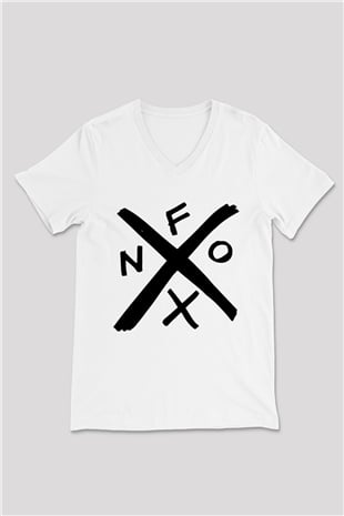 NOFX Beyaz Unisex V Yaka Tişört T-Shirt