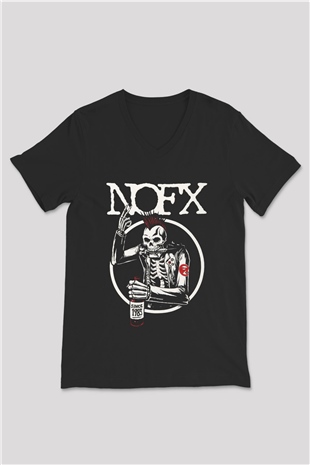 NOFX Siyah Unisex V Yaka Tişört T-Shirt