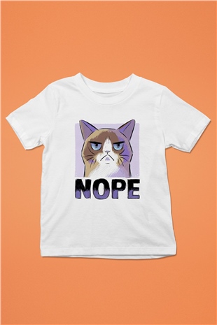 Nope Baskılı Unisex Beyaz  Çocuk Tişört