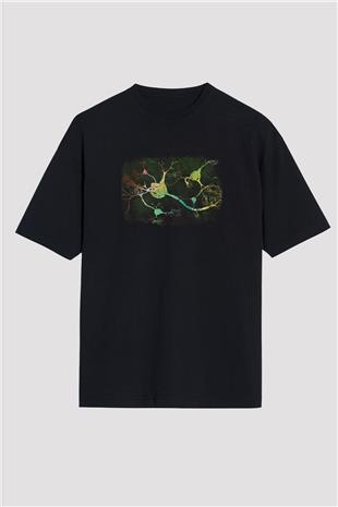 Nöronlar Baskılı Unisex Oversize Tişört - Tshirt
