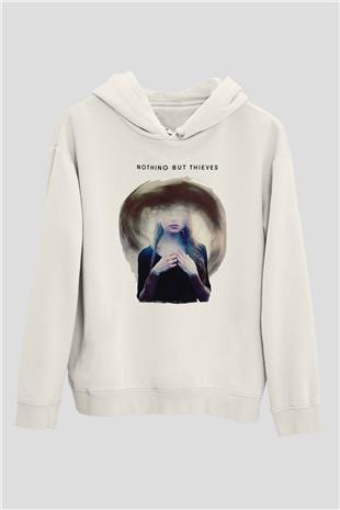 Nothing But Thieves Baskılı Beyaz Unisex Kapüşonlu Sweatshirt