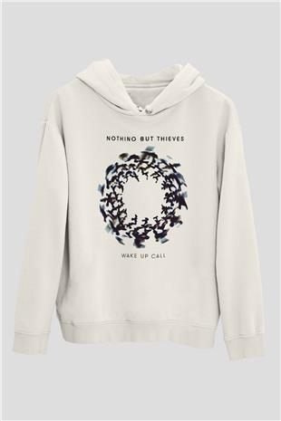 Nothing But Thieves Baskılı Beyaz Unisex Kapüşonlu Sweatshirt