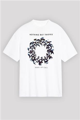 Nothing But Thieves Baskılı Beyaz Unisex Oversize Tişört - Tshirt