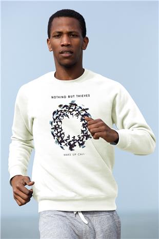 Nothing But Thieves Baskılı Beyaz Unisex Sweatshirt