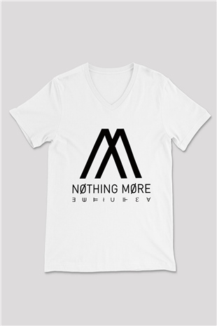 Nothing More Beyaz Unisex V Yaka Tişört T-Shirt