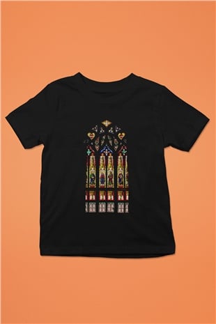 Notre Dame Katedrali Baskılı Siyah Unisex Çocuk Tişört