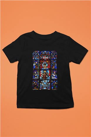 Notre Dame Katedrali Baskılı Siyah Unisex Çocuk Tişört