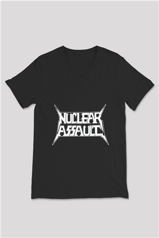 Nuclear Assault Siyah Unisex V Yaka Tişört T-Shirt