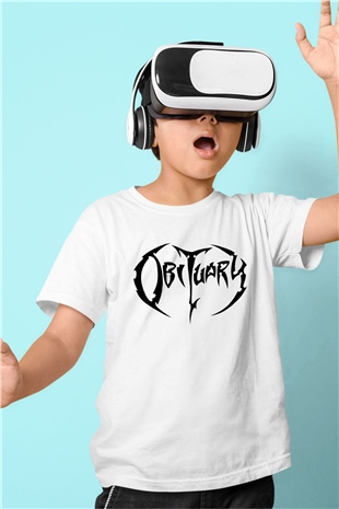 Obituary Baskılı Beyaz Unisex Çocuk Tişört