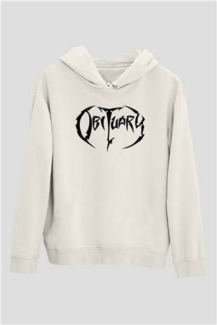 Obituary Beyaz Unisex Kapşonlu Sweatshirt