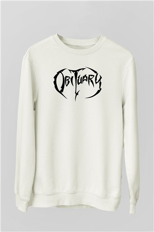 Obituary Beyaz Unisex Sweatshirt