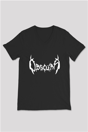 Obscura Siyah Unisex V Yaka Tişört T-Shirt