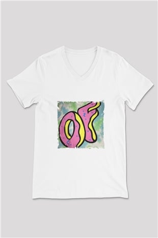Odd Future Baskılı Beyaz V Yaka Unisex Tişört