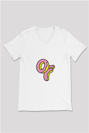 Odd Future Baskılı Beyaz V Yaka Unisex Tişört
