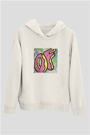 Odd Future Baskılı Unisex Beyaz Kapüşonlu Sweatshirt