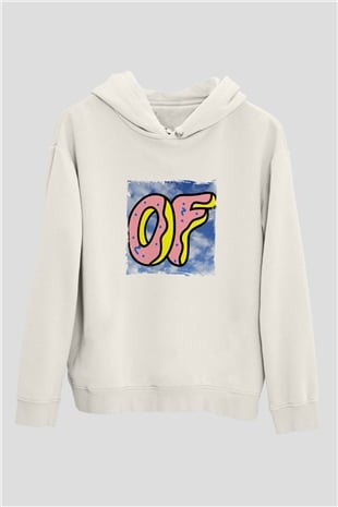 Odd Future Baskılı Unisex Beyaz Kapüşonlu Sweatshirt