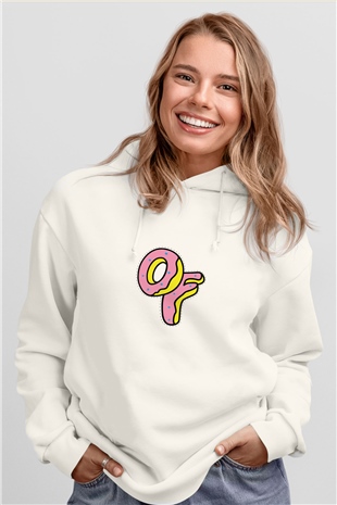 Odd Future Baskılı Unisex Beyaz Kapüşonlu Sweatshirt