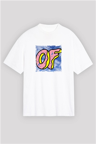 Odd Future Baskılı Oversize Beyaz Tişört