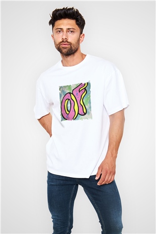 Odd Future Baskılı Oversize Beyaz Tişört