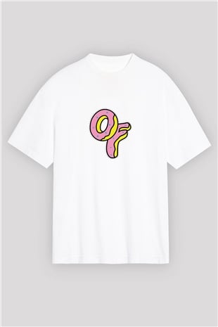 Odd Future Baskılı Oversize Beyaz Tişört