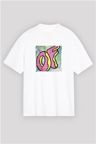 Odd Future Baskılı Oversize Beyaz Tişört