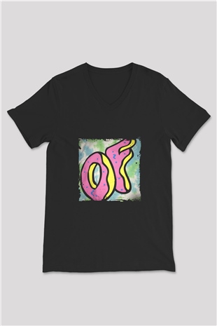 Odd Future Baskılı Unisex Siyah V Yaka Tişört