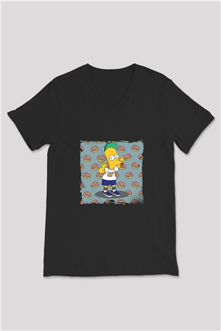 Odd Future Baskılı Unisex Siyah V Yaka Tişört