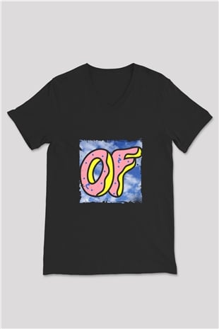 Odd Future Baskılı Unisex Siyah V Yaka Tişört