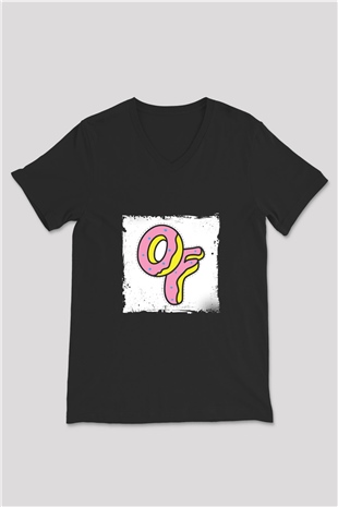Odd Future Baskılı Unisex Siyah V Yaka Tişört