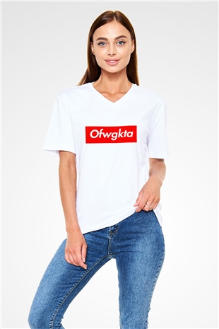 Odd Future Beyaz Unisex V Yaka Tişört T-Shirt